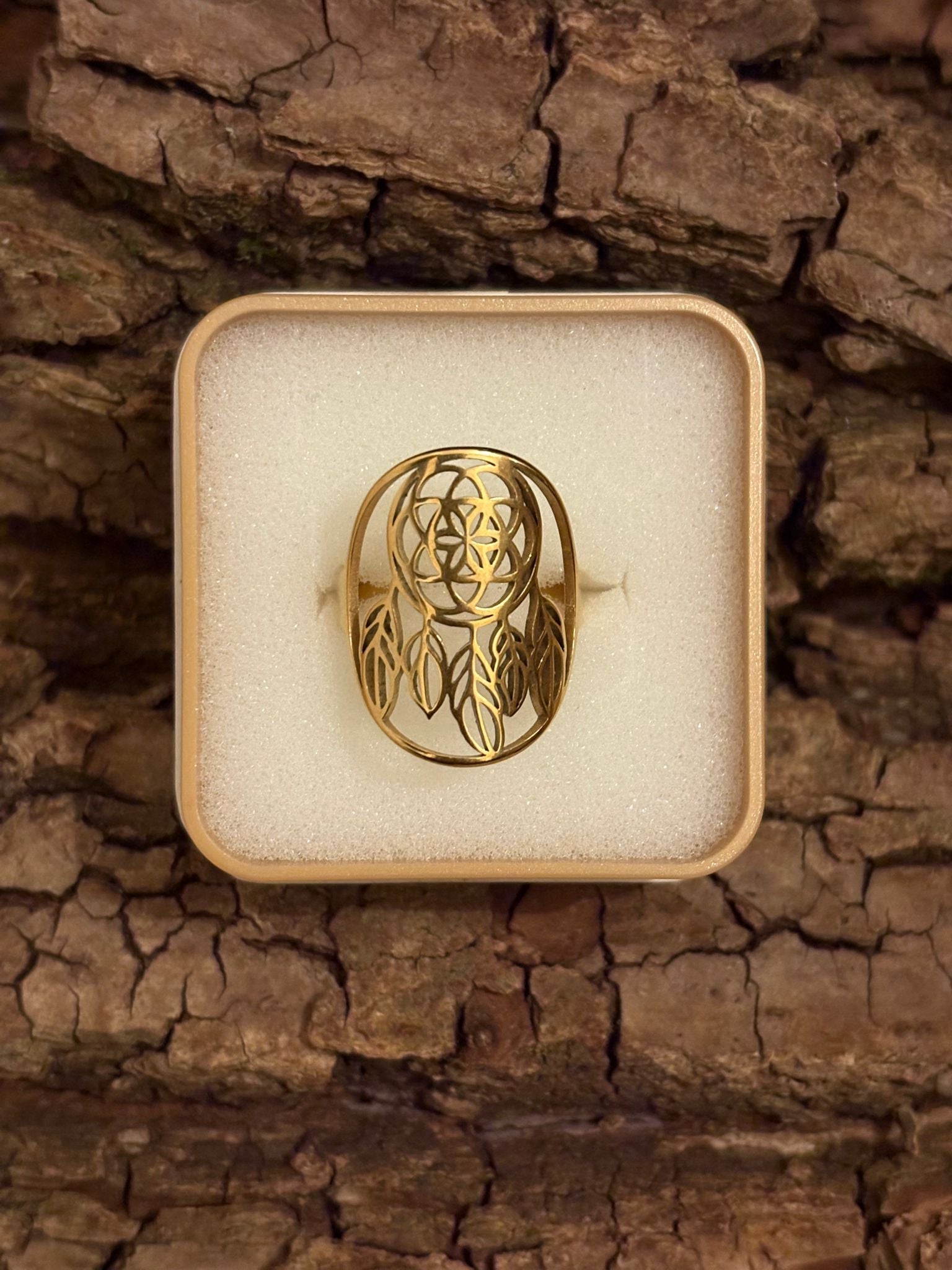 Bague Inox plaquée Or – Attrape-rêves