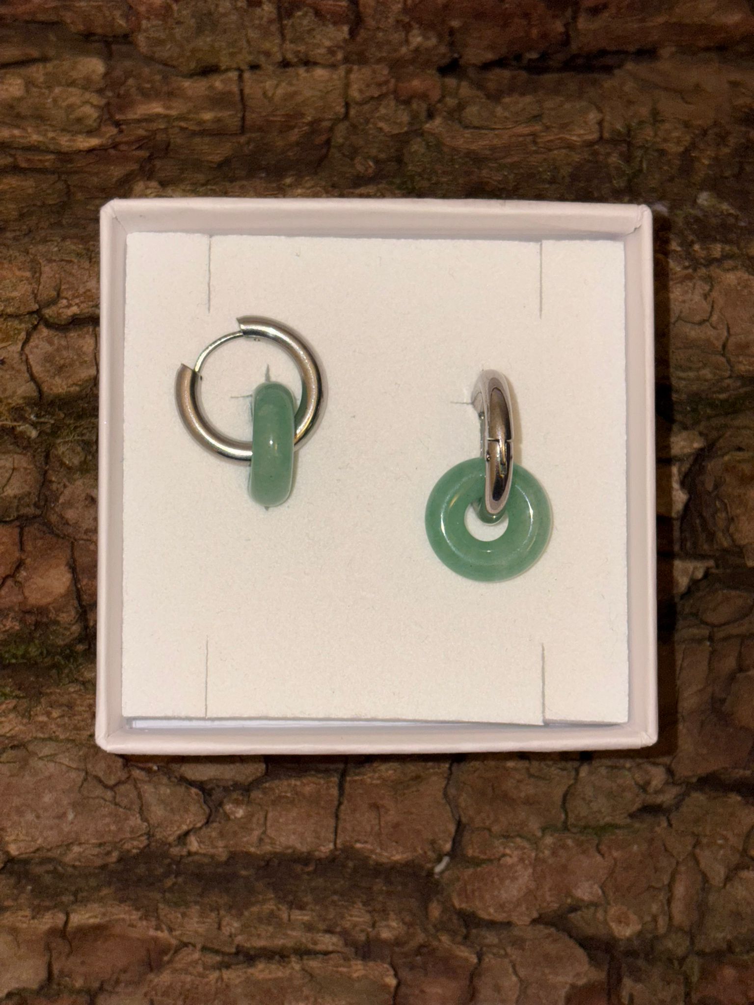Boucles d’oreilles ronde argentées en Aventurine verte