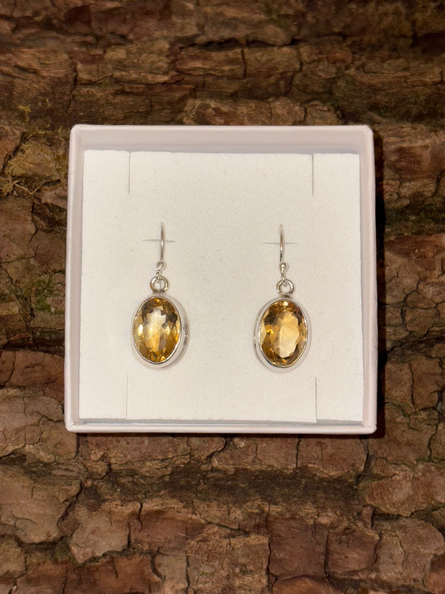 Boucles d’oreilles argent 925 citrine naturelle