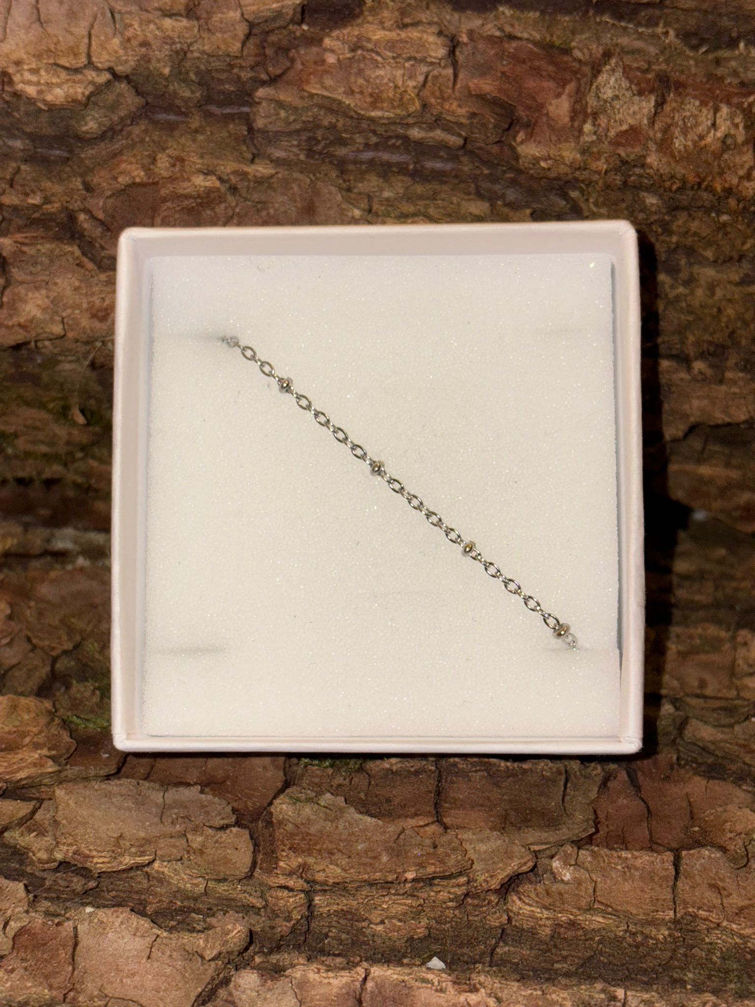 Chaîne maille forçat boule argentée 10 acier inoxydable