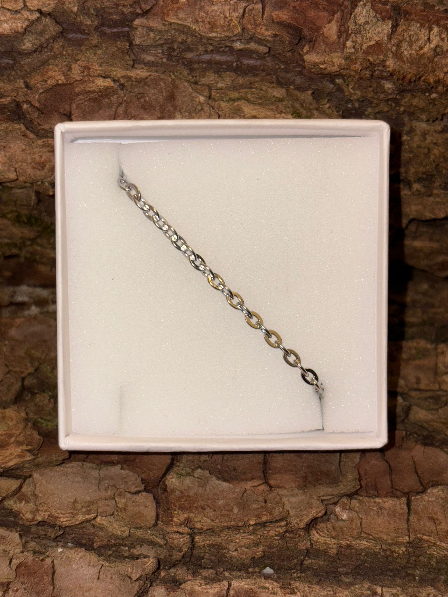 Chaîne 70cm réglable maille forçat argentée