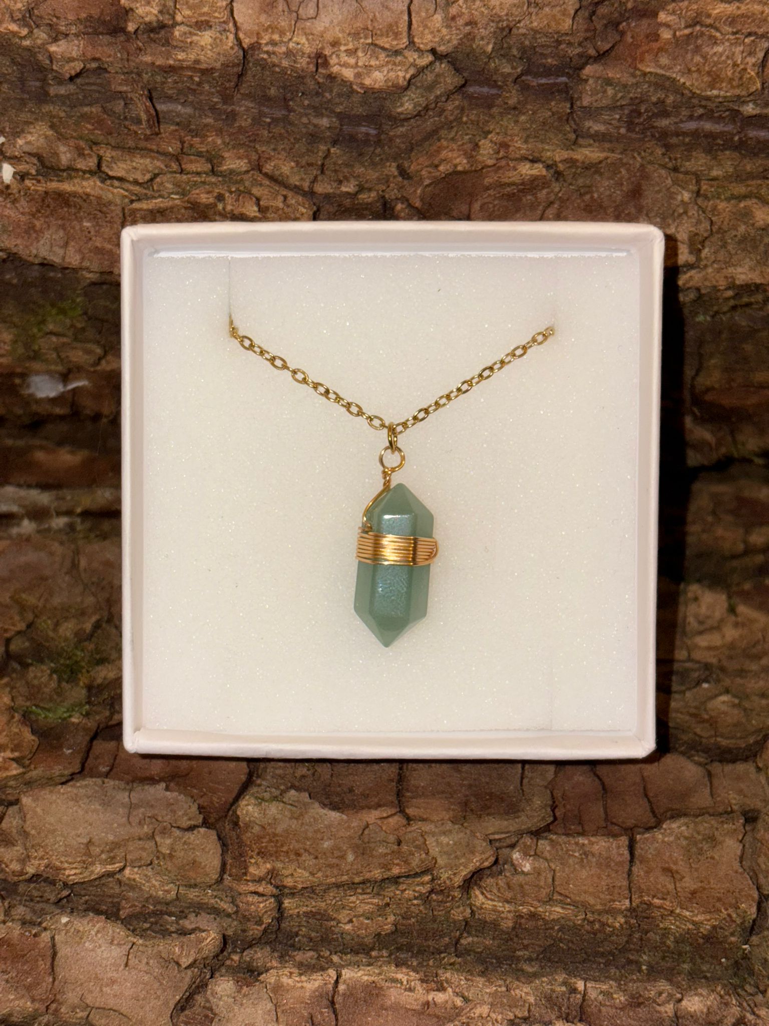 Collier pointe doré Aventurine verte