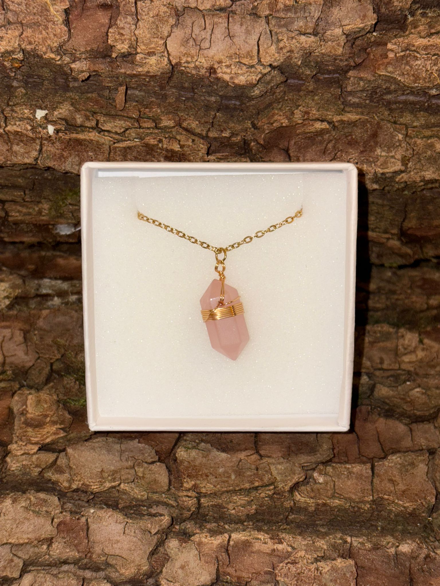 Collier pointe doré Quartz rose
