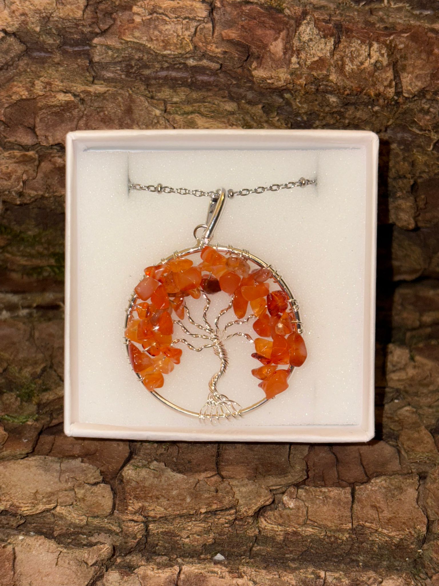 Pendentif arbre de vie Cornaline