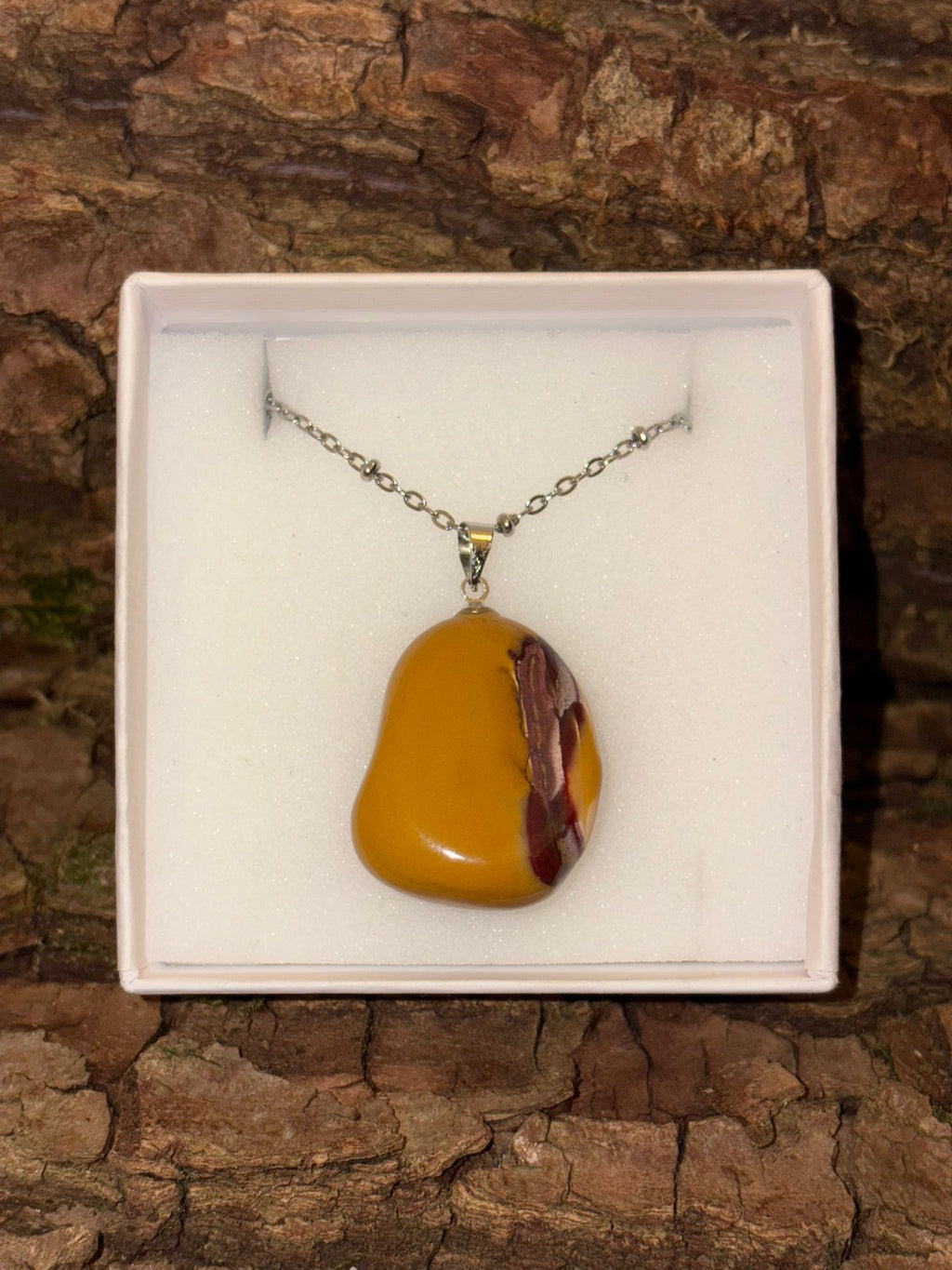 Pendentif pierre roulée Jaspe Mokaïte