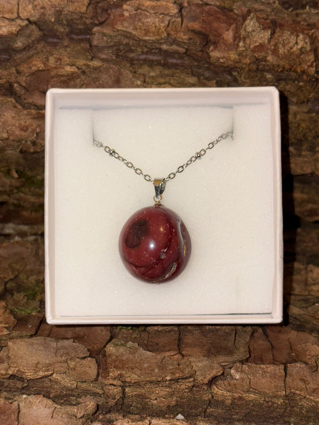 Pendentif pierre roulée Jaspe Mokaïte