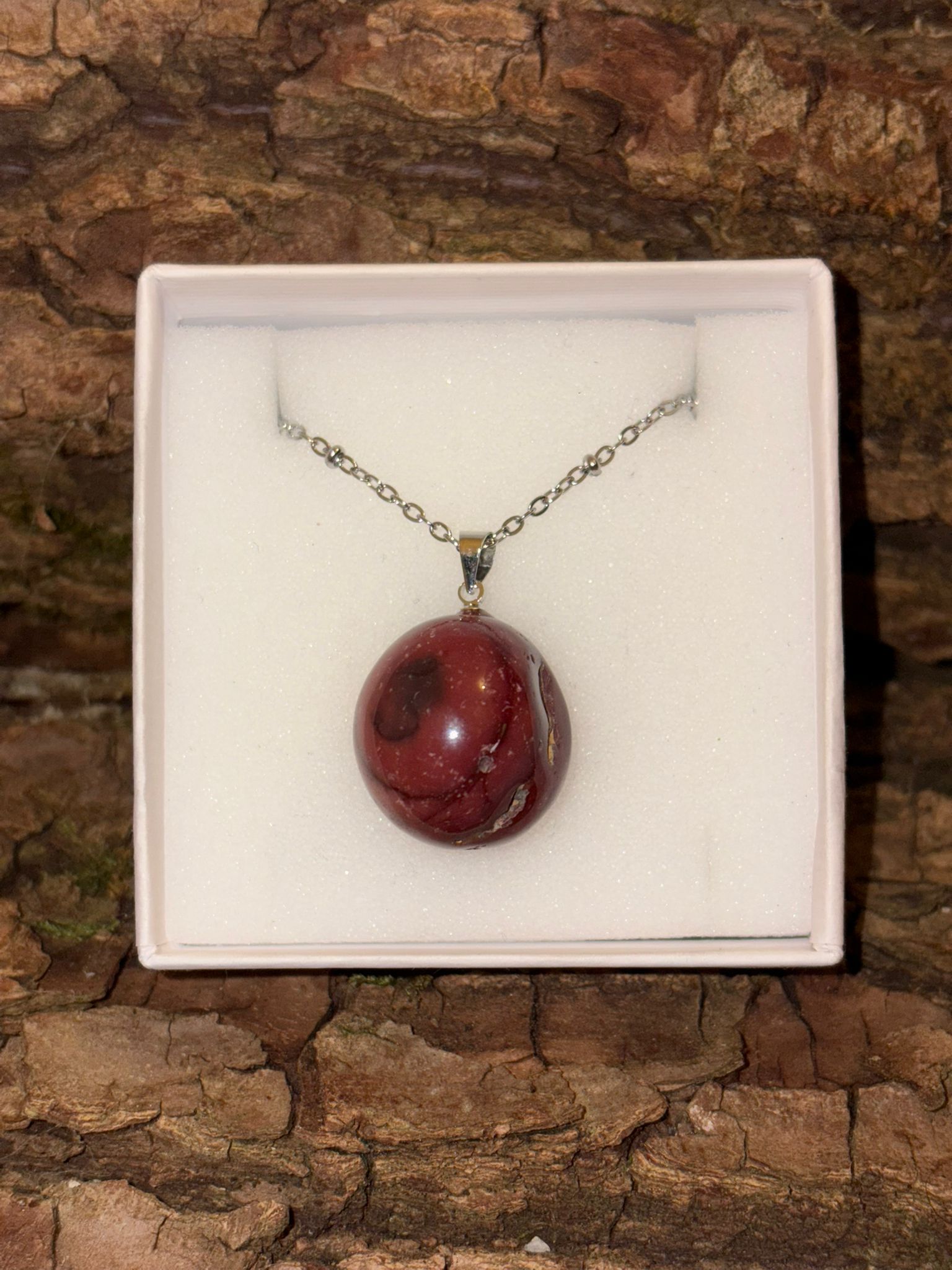 Pendentif pierre roulée Jaspe Mokaïte