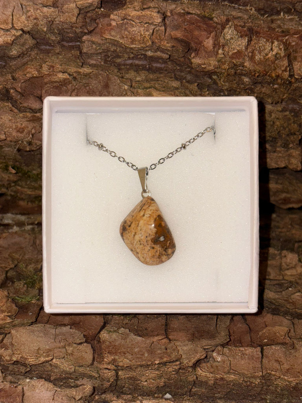 Pendentif pierre roulée Jaspe Paysage