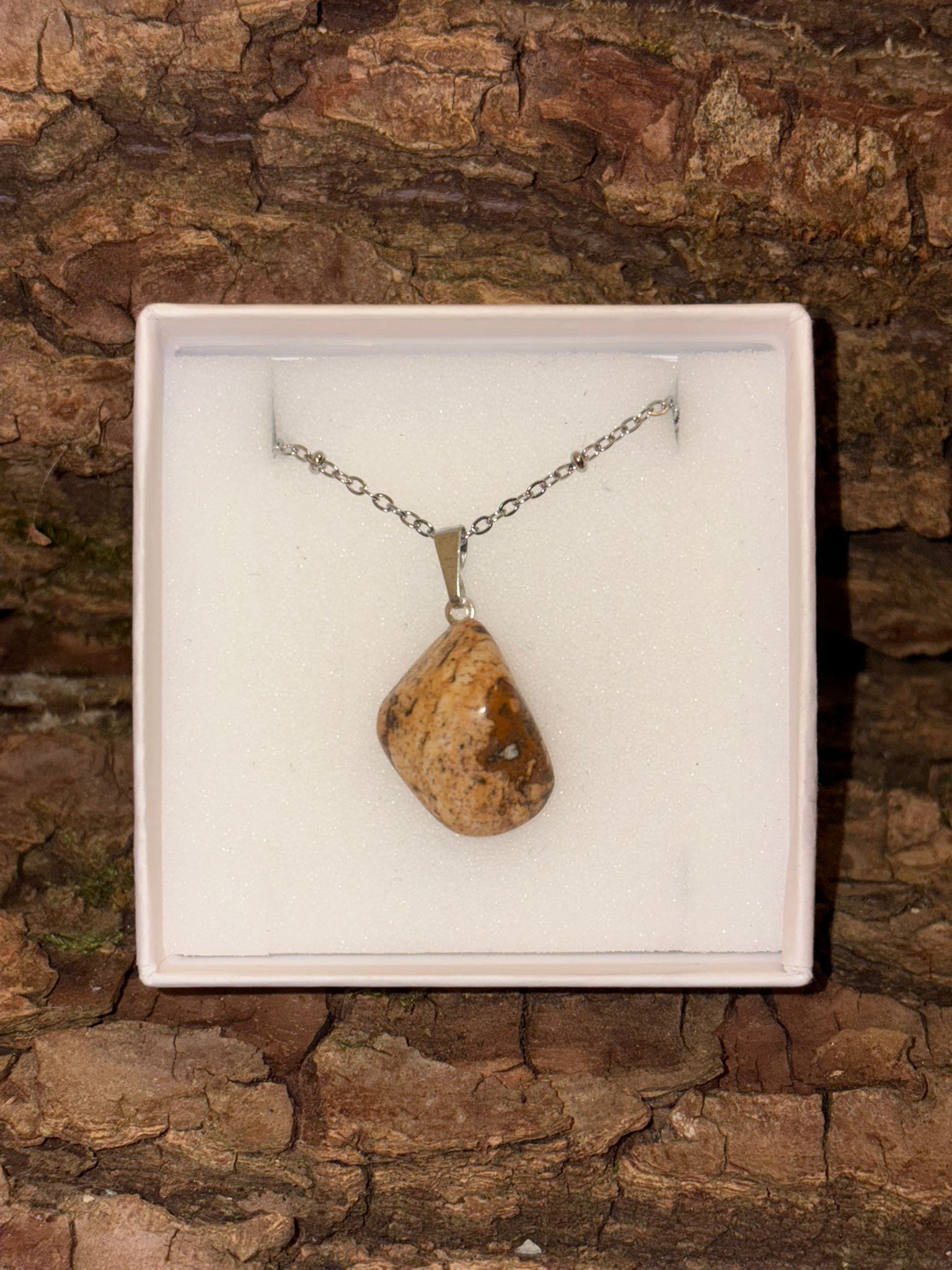 Pendentif pierre roulée Jaspe Paysage