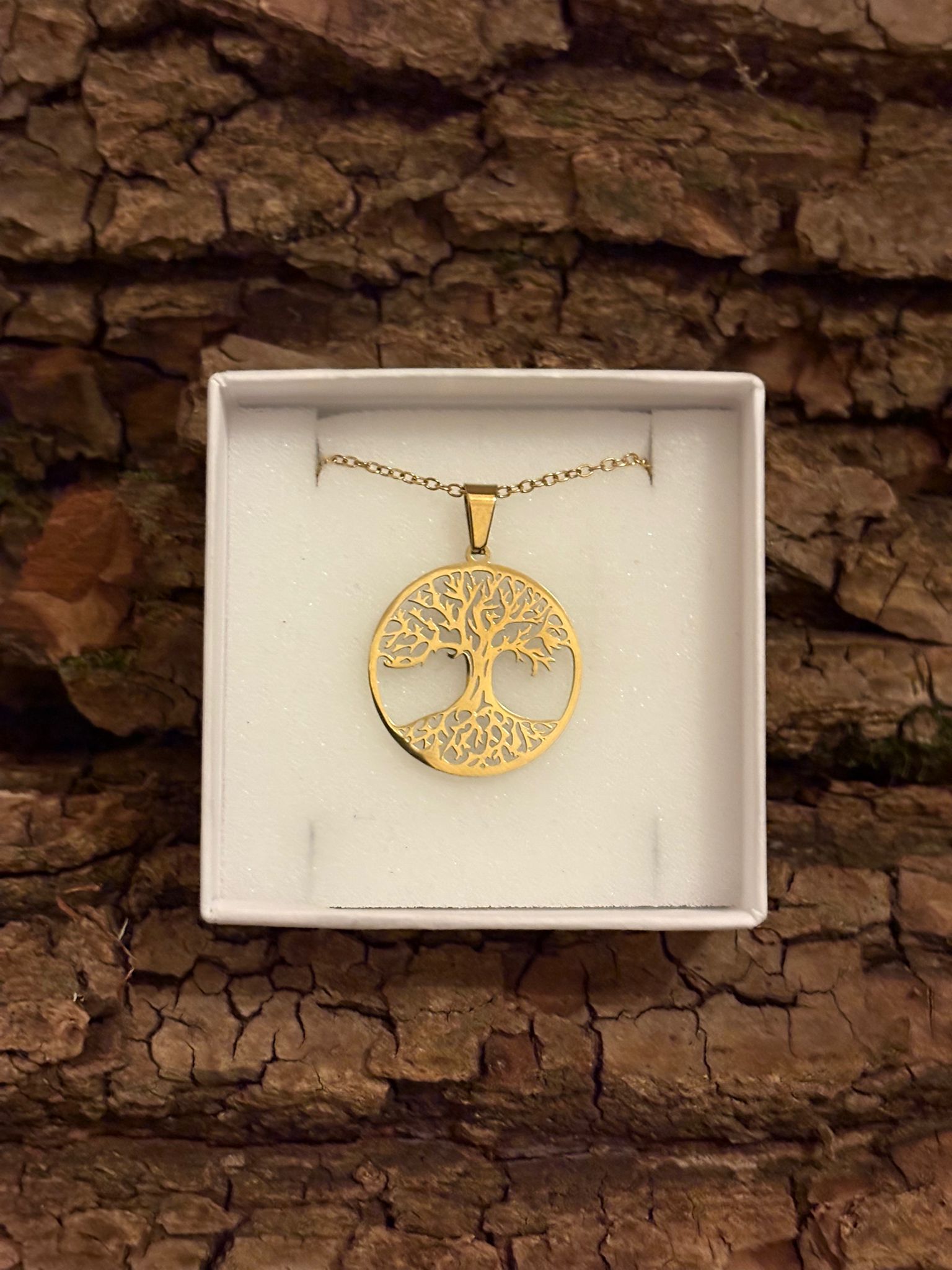 Collier Inox Arbre de Vie plaqué Or