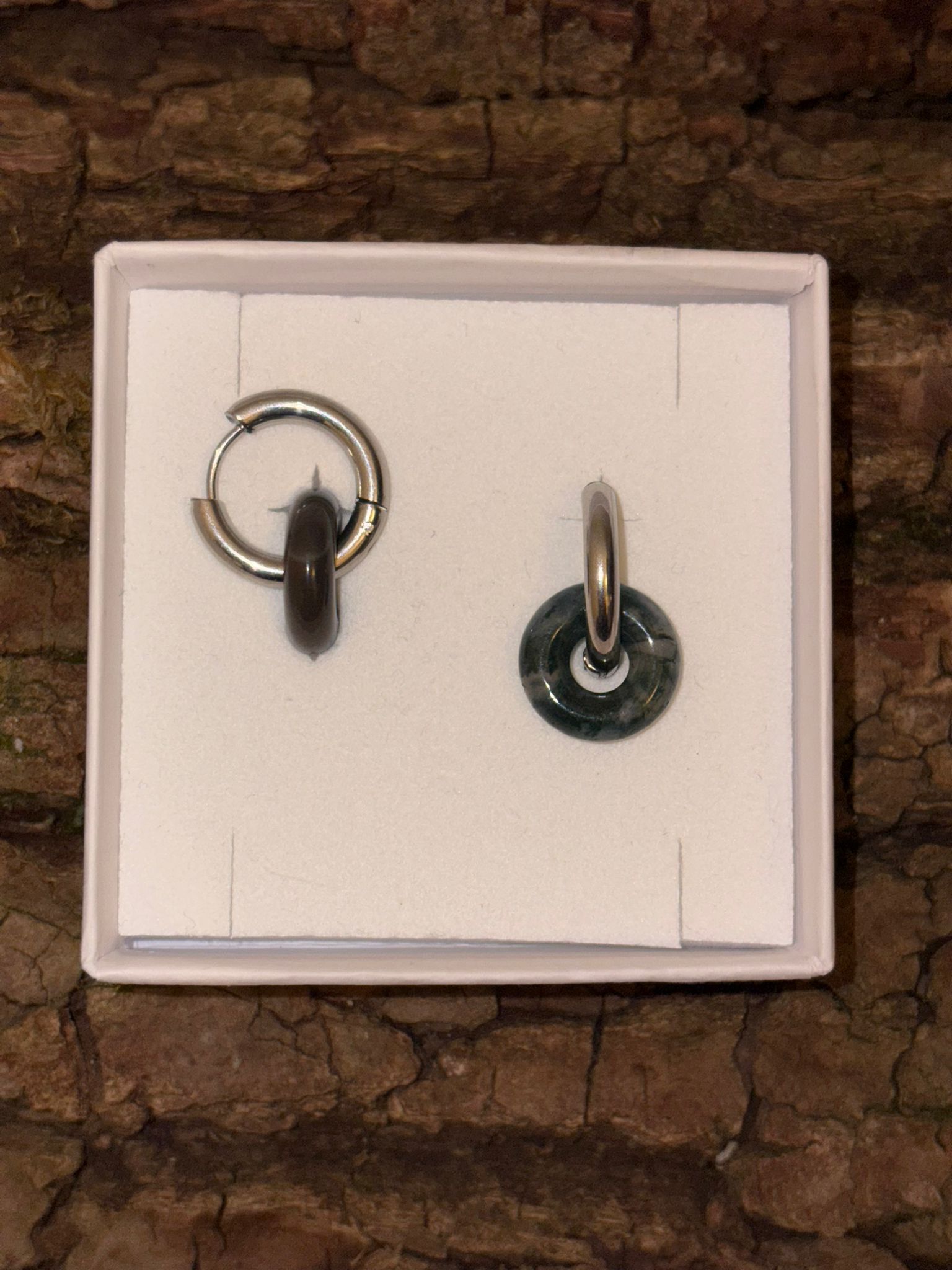 Boucles d’oreilles ronde argentées en Agate indienne