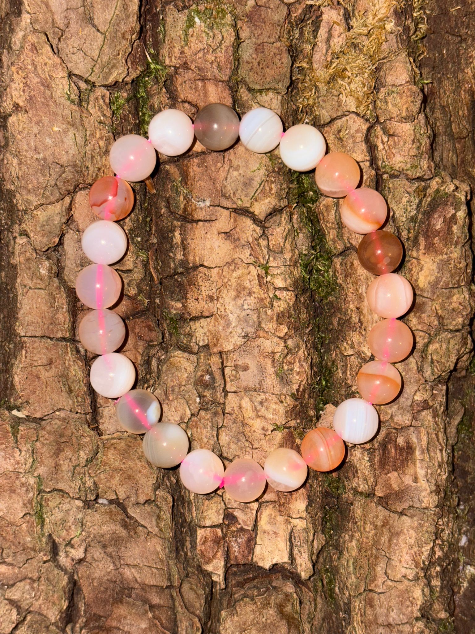 Bracelet boule agate Botswana Rose