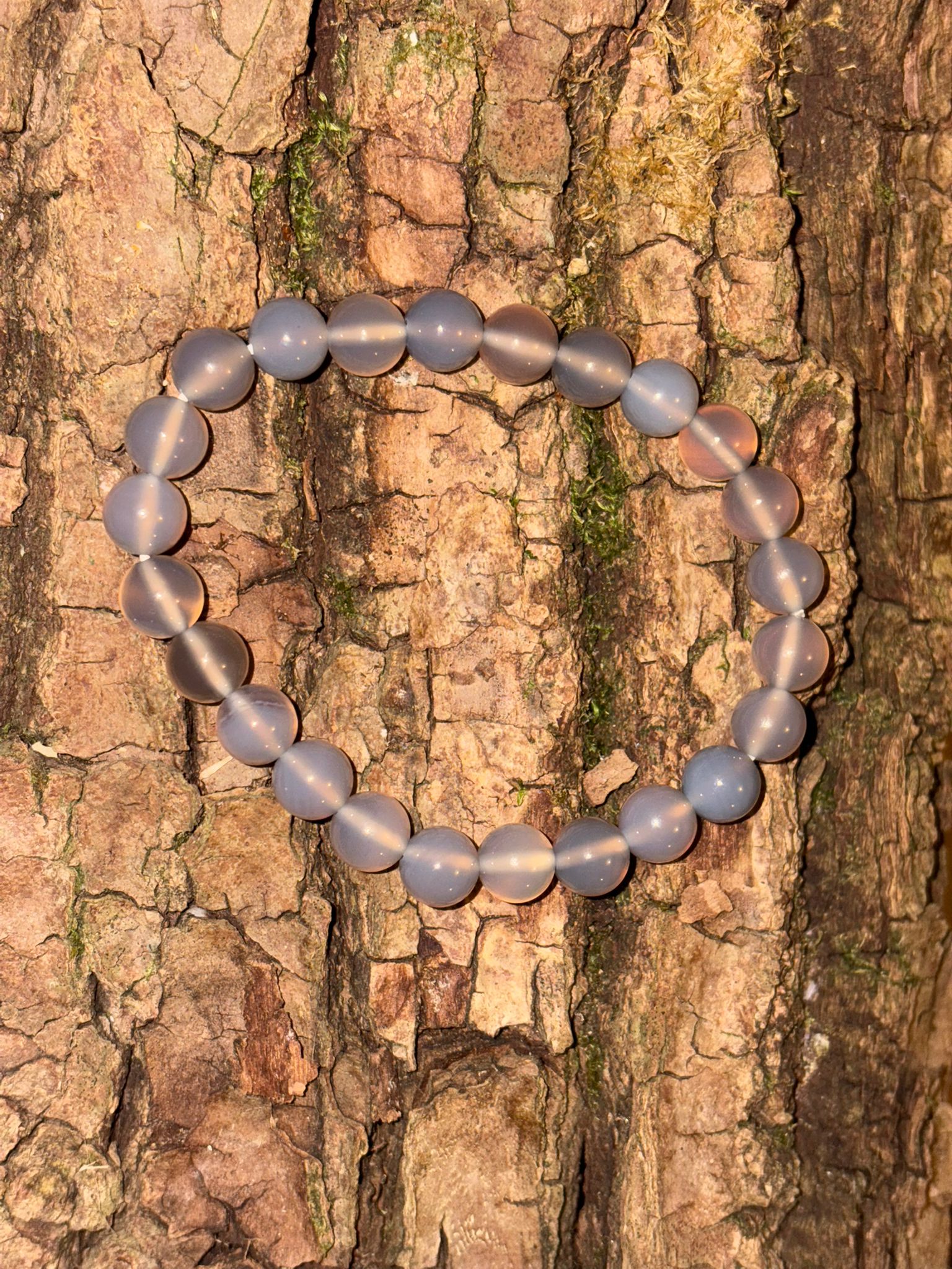 Bracelet boule agate grise Botswana