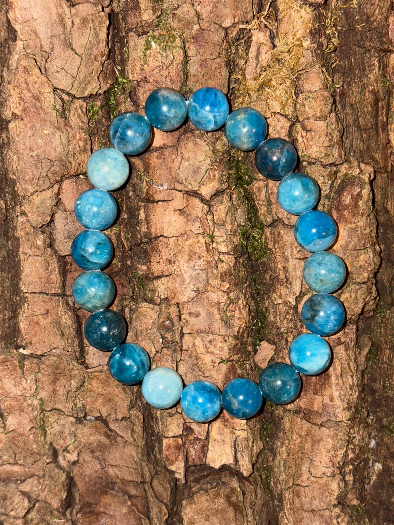 Bracelet boule apatite bleue