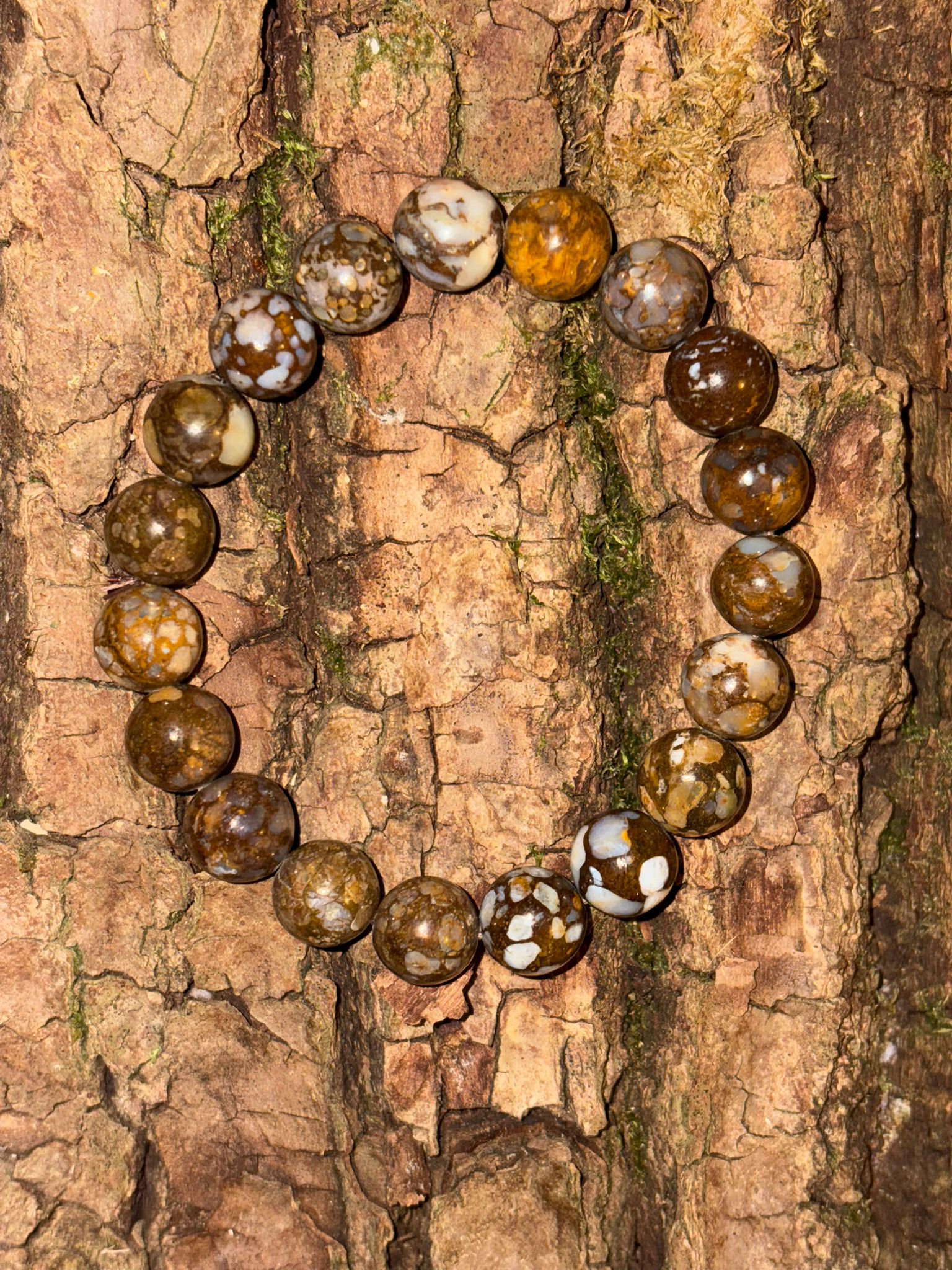 Bracelet boule opale brune