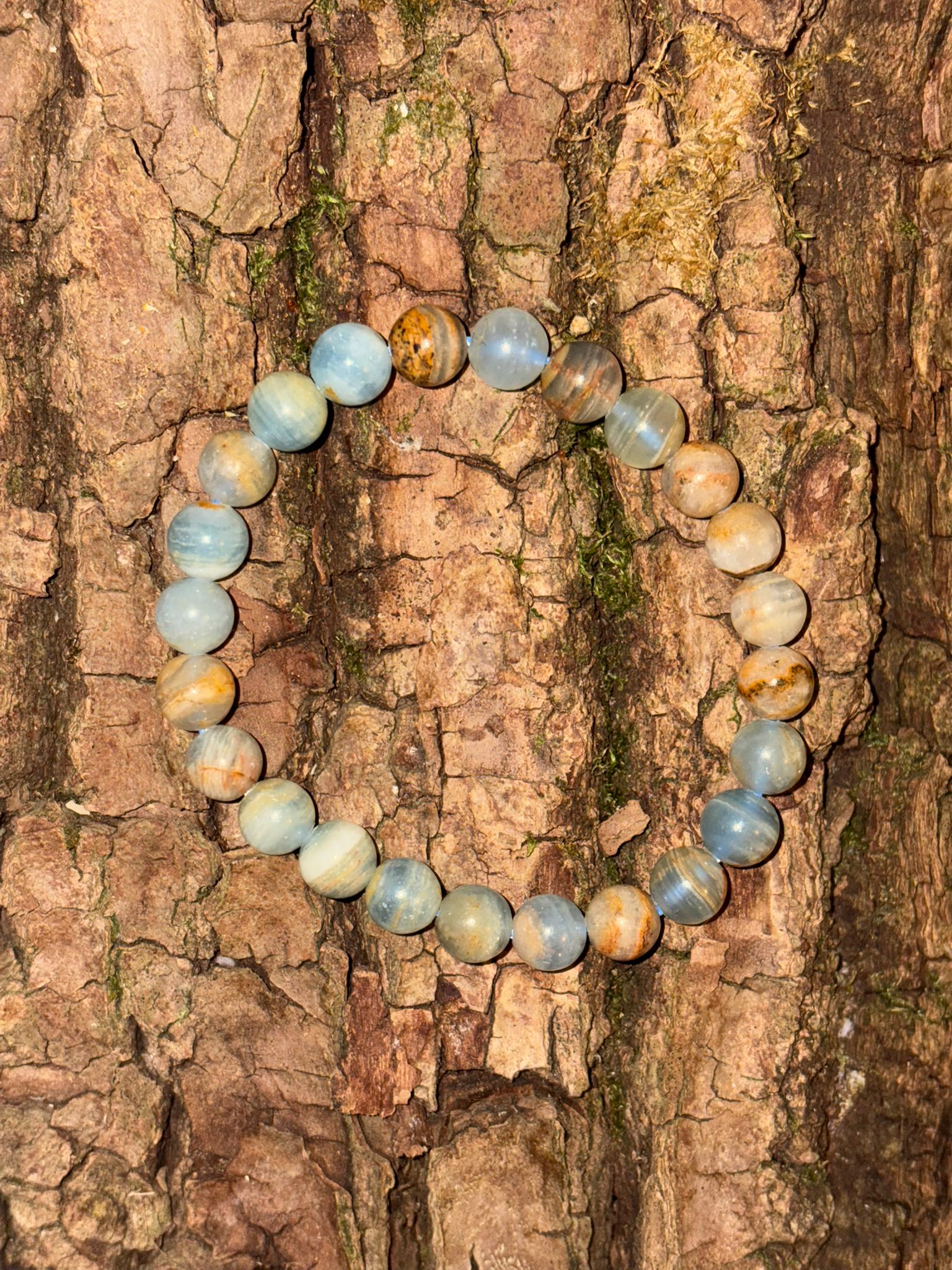 Bracelet boule calcite bleue