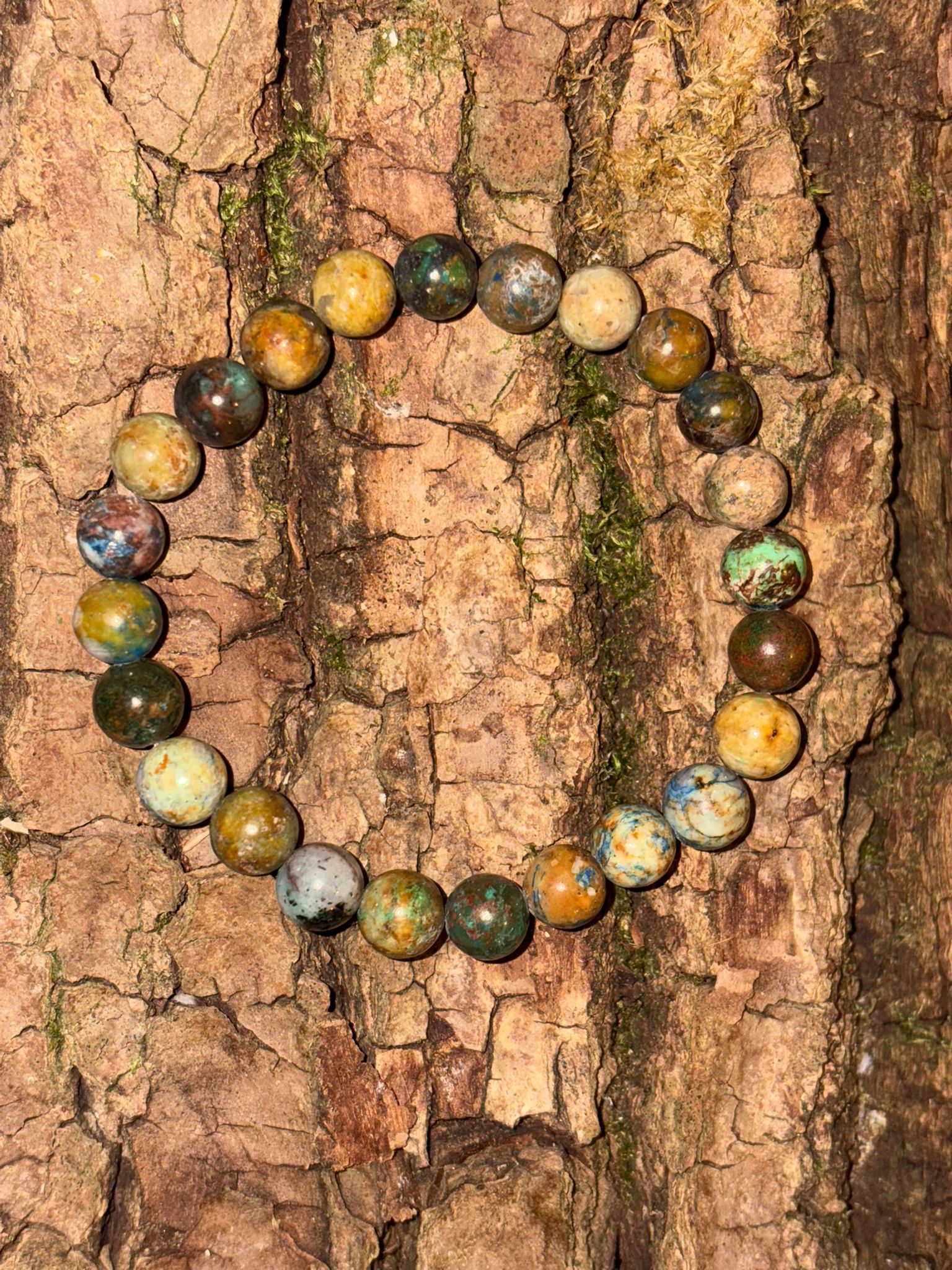 Bracelet boule chrysocolle sur gangue