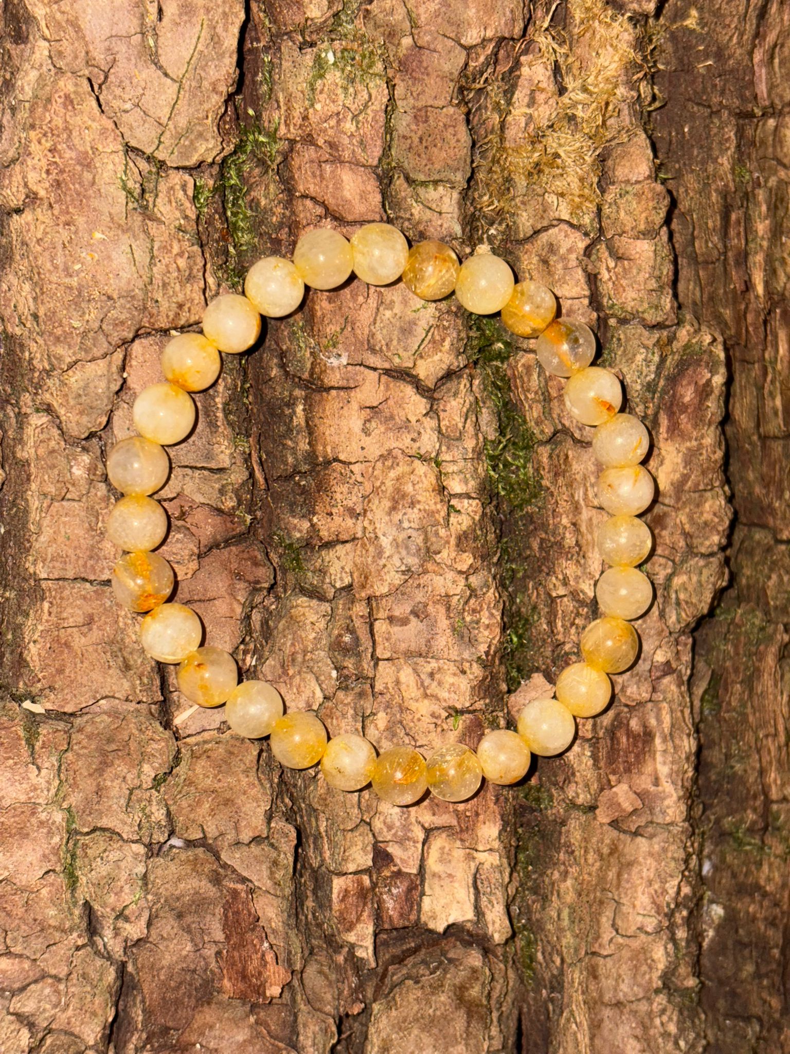 Bracelet boule cristal de roche rutile