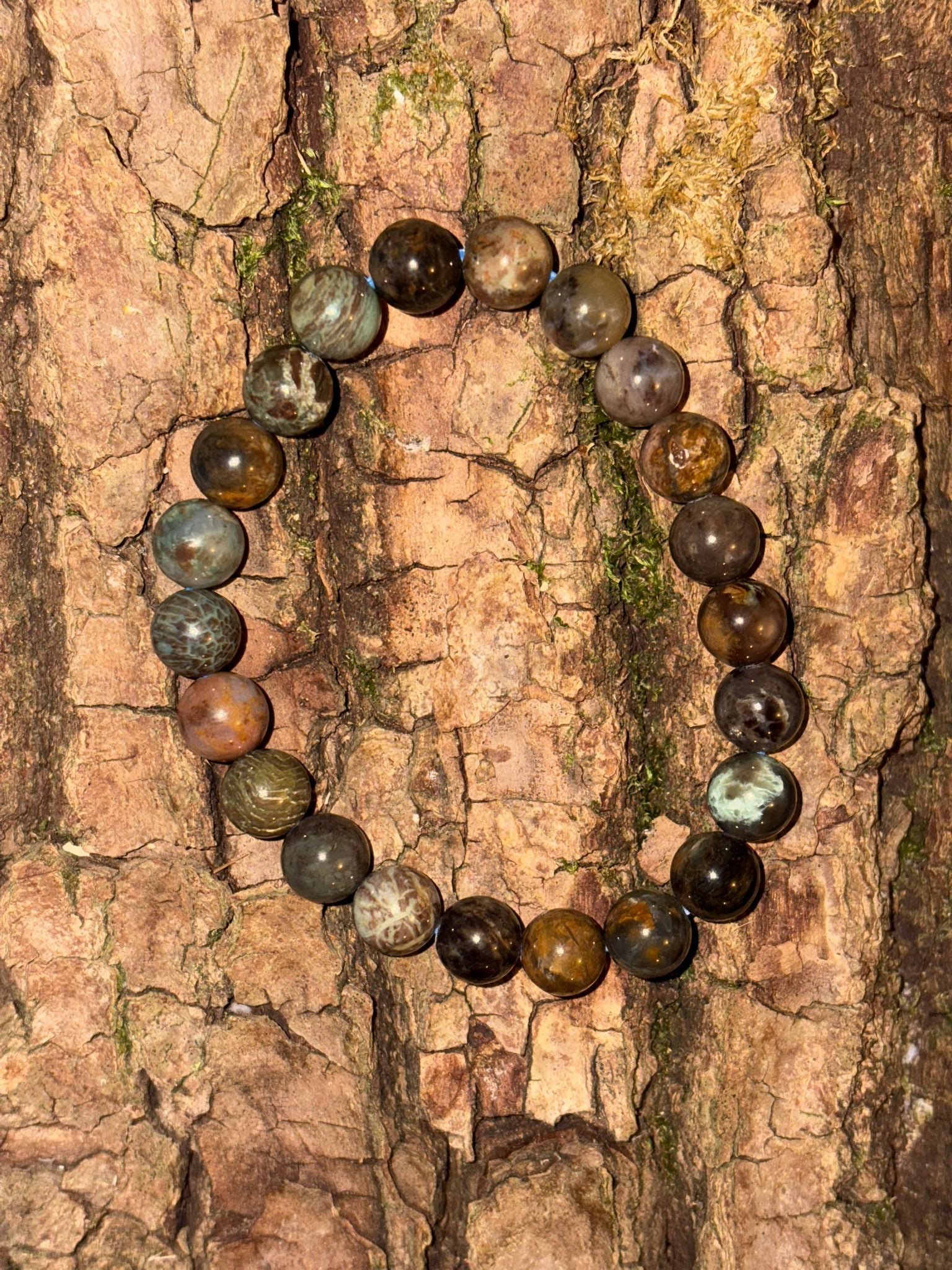 Bracelet boule opale verte