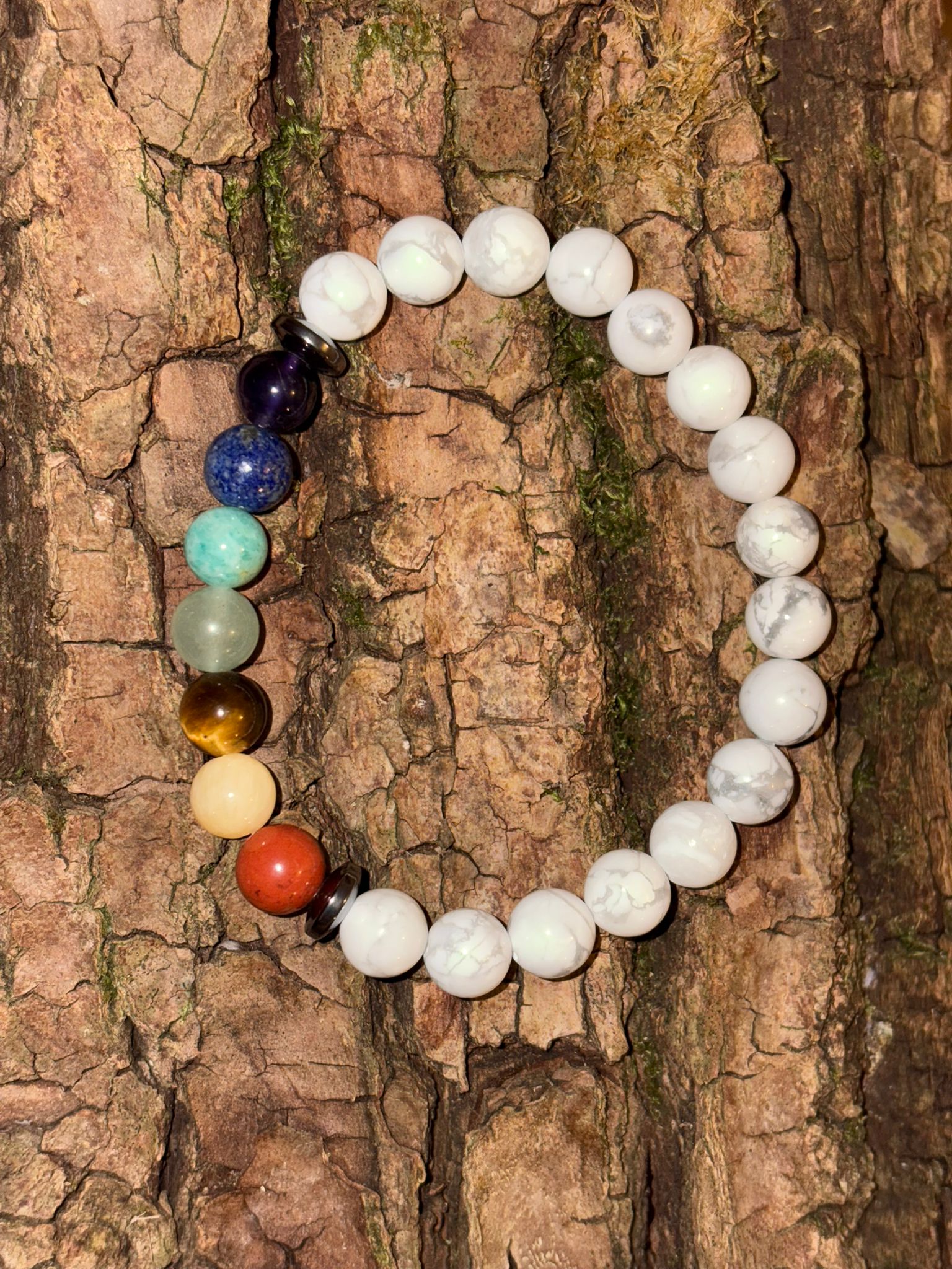 Bracelet 7Chakras + Howlite blanche