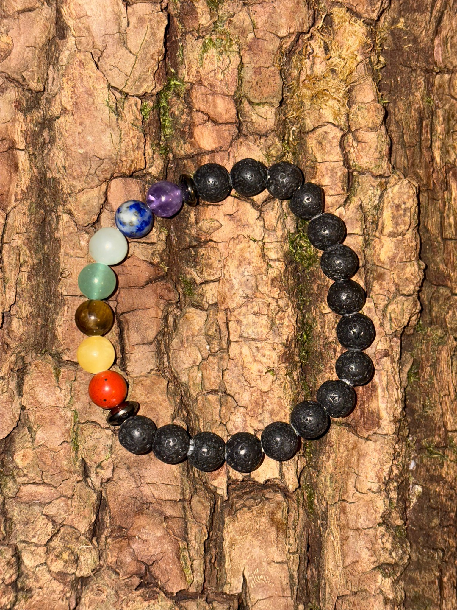 Bracelet 7 Chakras + Pierre de lave