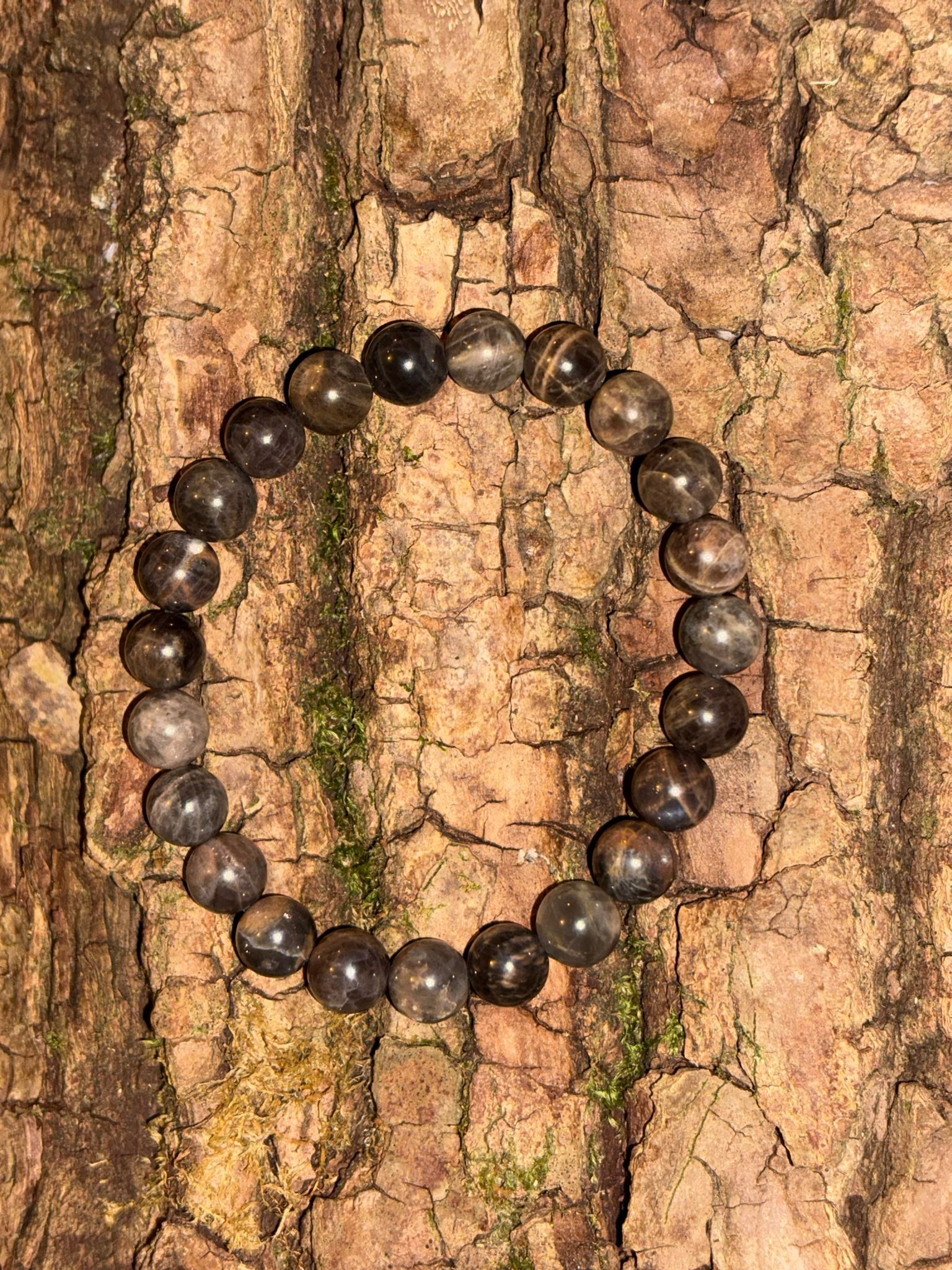 Bracelet boule pierre de lune noire