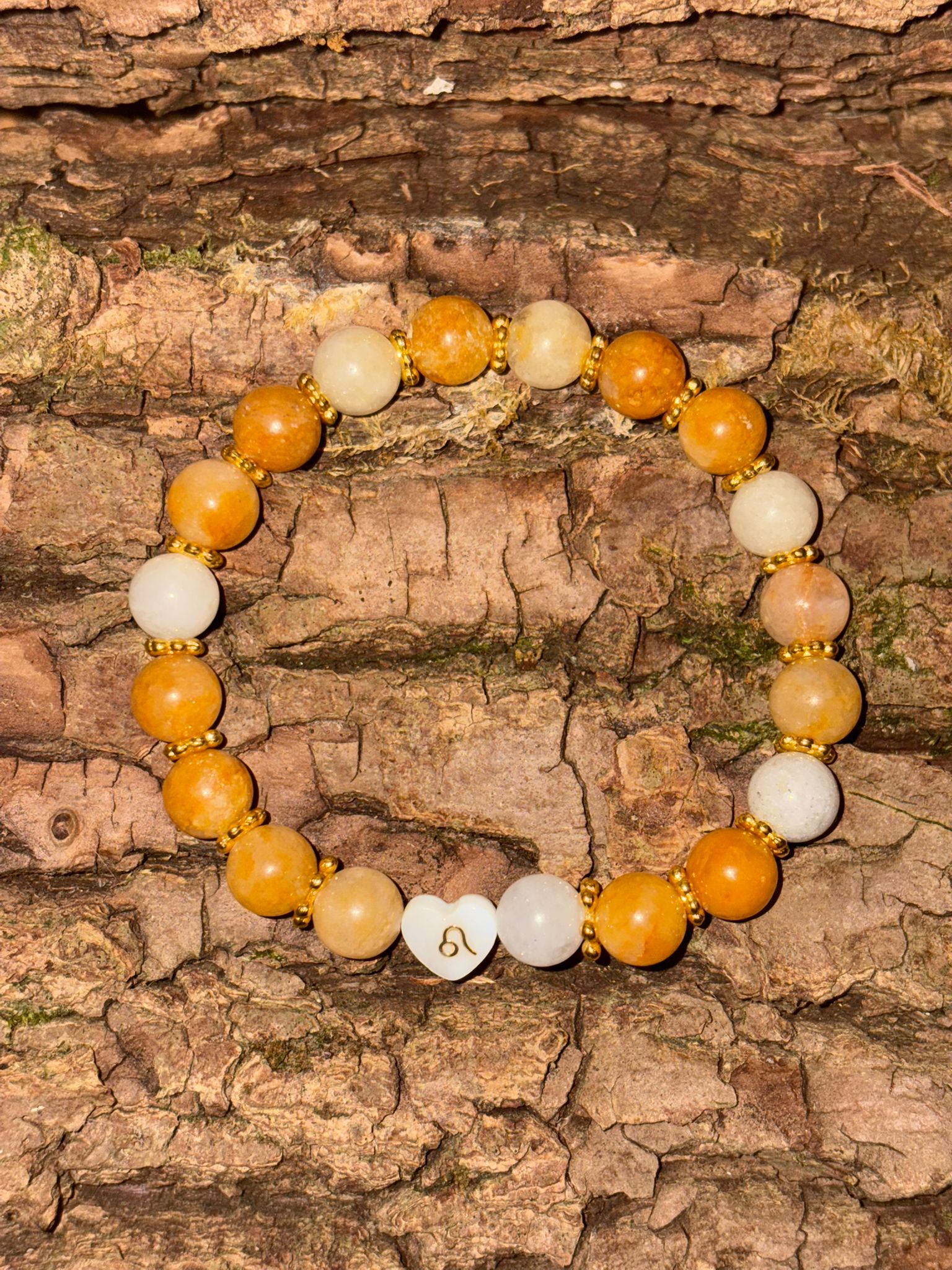 Bracelet boule Aventurine Jaune signe lion